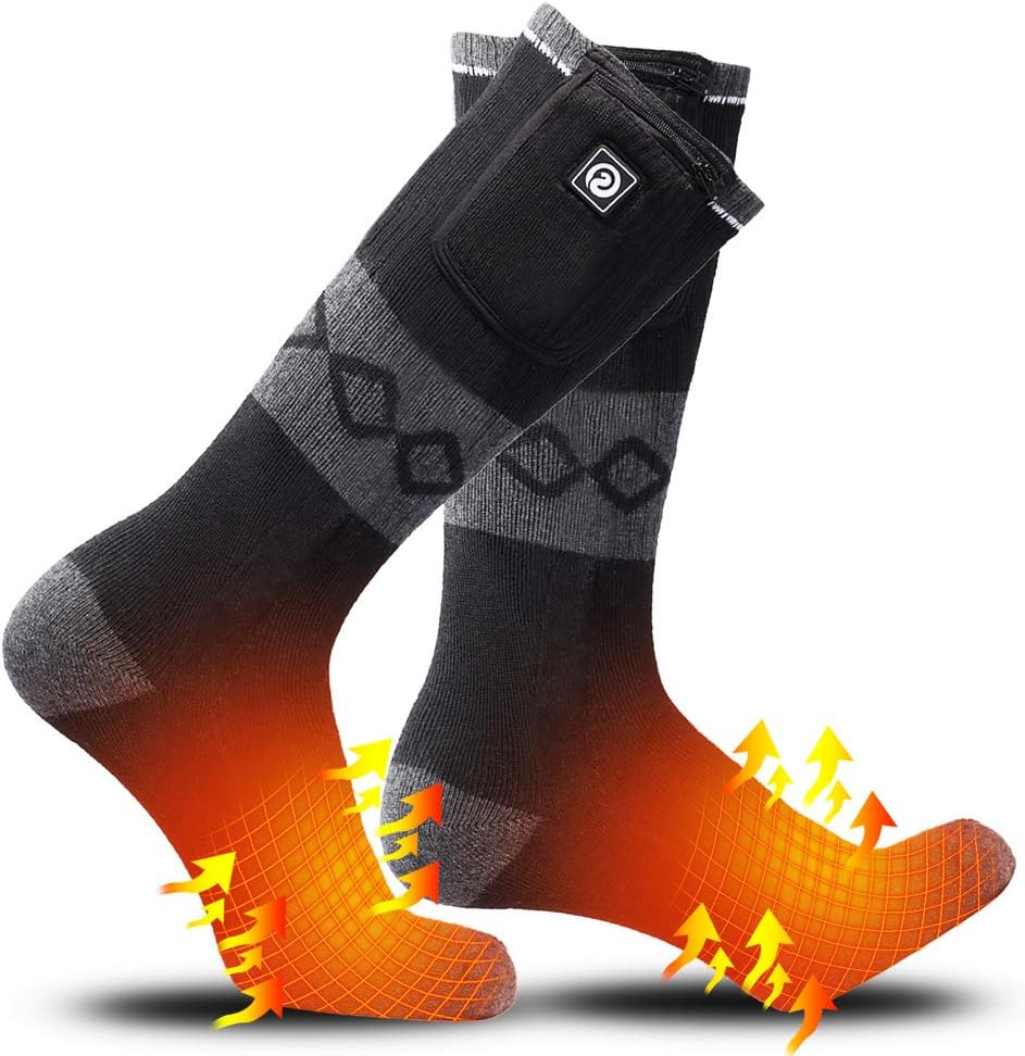 Heated Socks for Men Women,7.4V 2200mah Electric Rechargeable Battery Warm Winter Socks,Cold Weather Thermal Heating Socks Foot Warmers for Hunting Skiing Camping