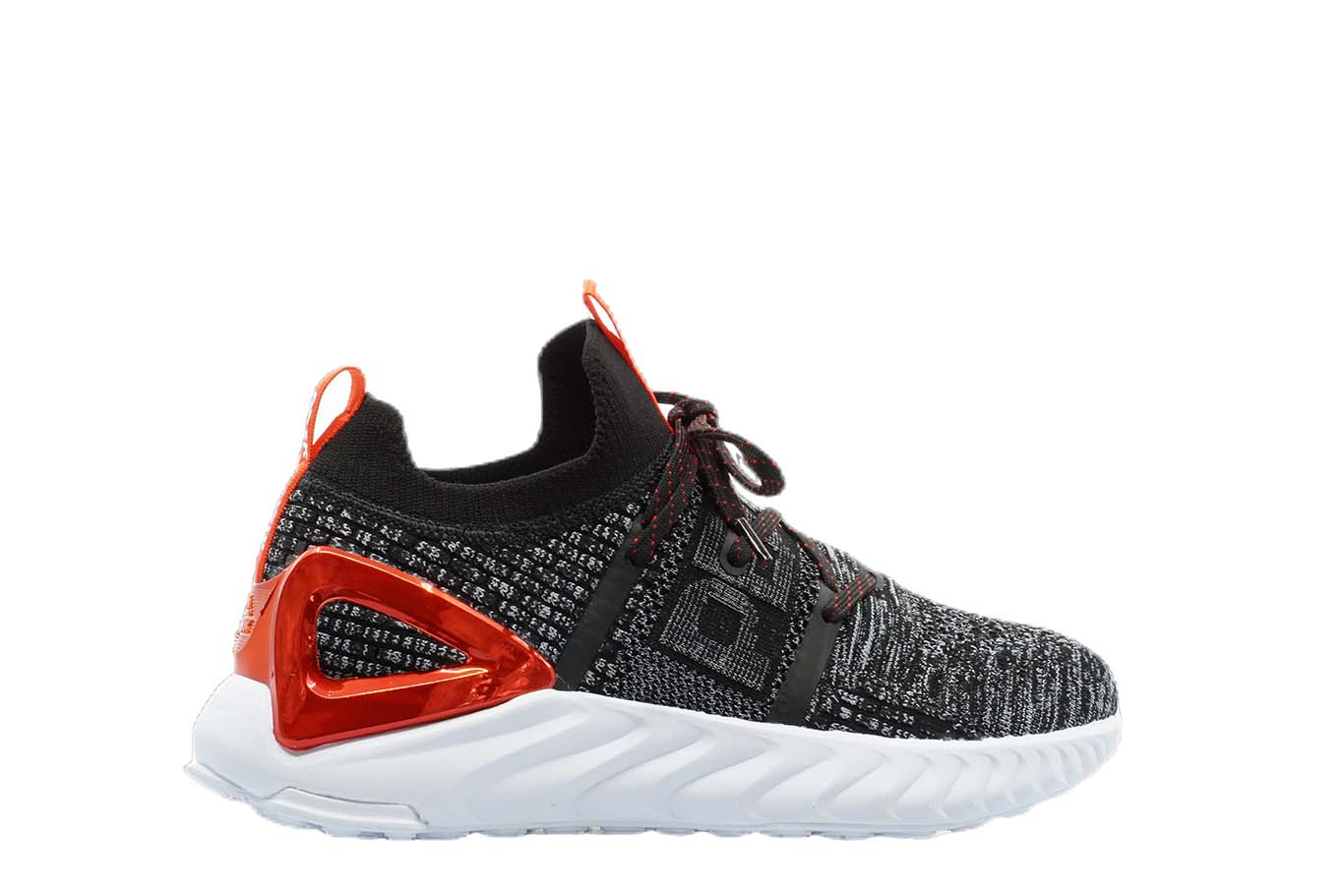 [E92577] Mens Peak Taichi 1.0 Plus Black Melange Grey Running Shoes - 7