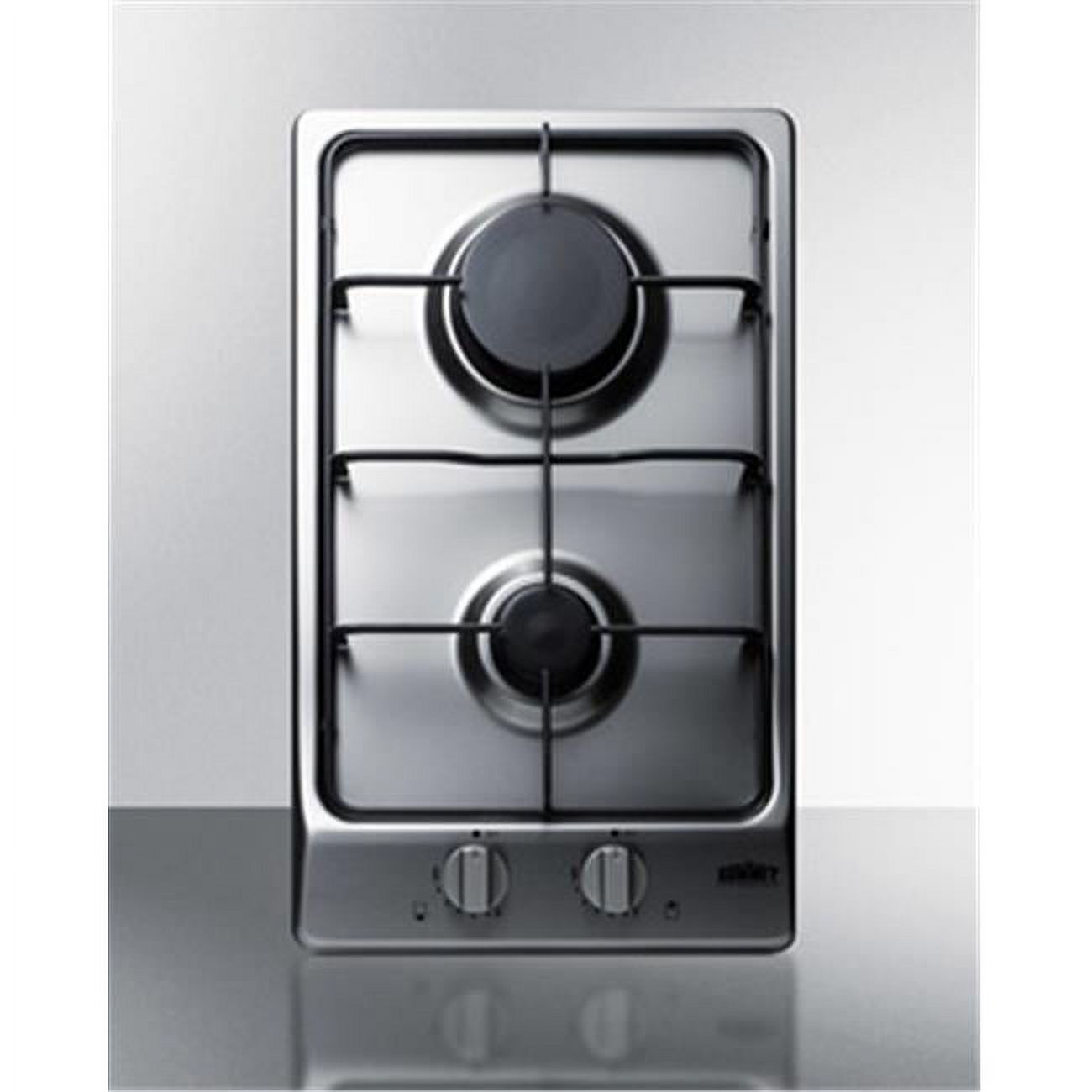 Summit  2 Burner Gas Cooktop with Sealed Burners & A Stainless Steel Surface, Stainless Steel