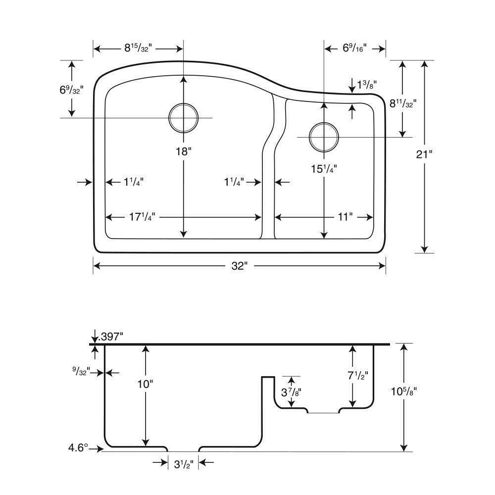 Swanstone Qu03322ls Double Basin Undermount Kitchen Sink, Granito