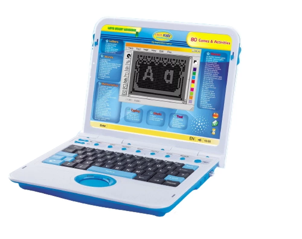 Tech Kidz My Exploration Toy Computer Children’s Educational Interactive Laptop, 80 Challenging Games and Activities, LCD Screen, Keyboard and Mouse Included ( Blue ), Ages 5+