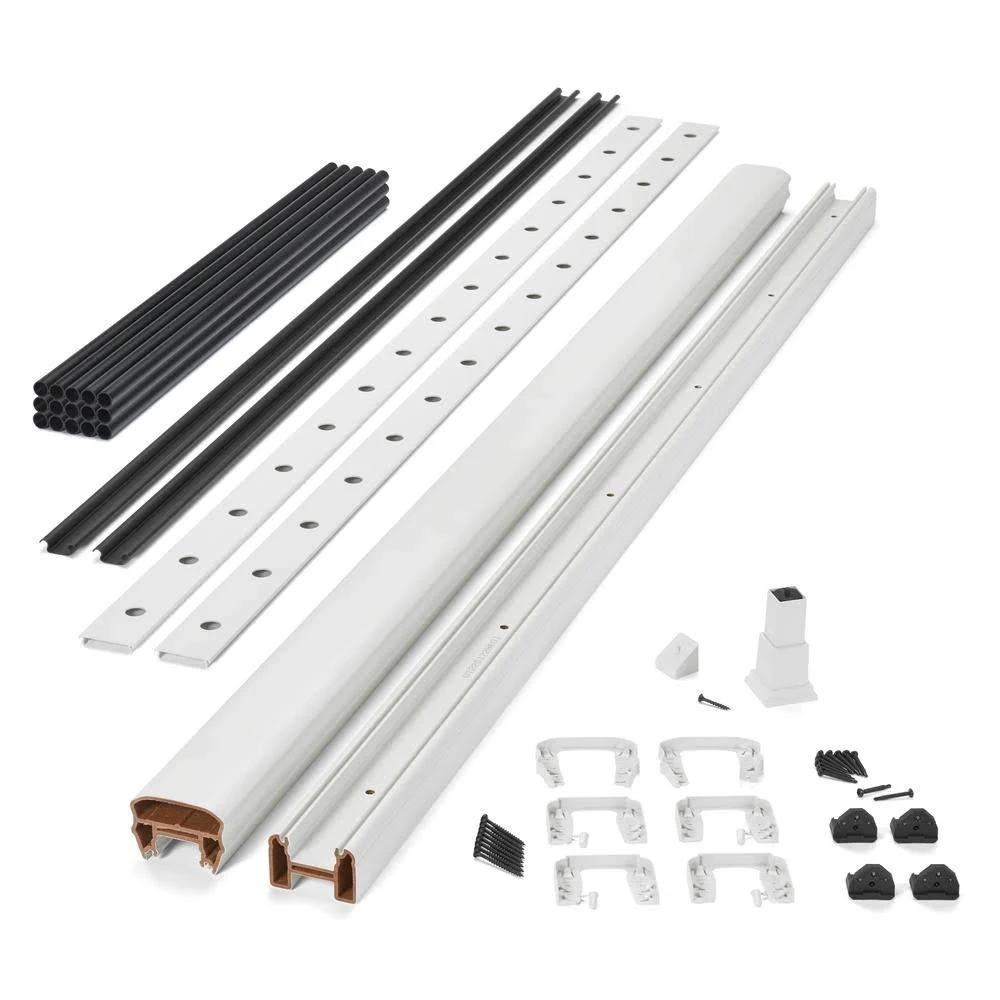 Trex Transcend 8 Ft.white Composite Rail and Black Round Baluster Kit with Horizontal 42 in. Rail Height (WTRD0842HRK)