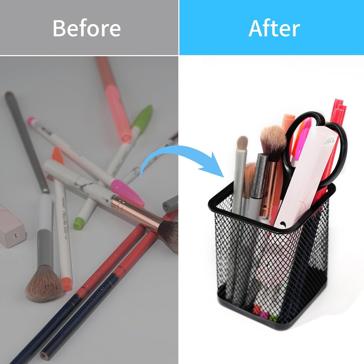 Pen Holder for Desk, Wire Mesh Pencil Cup Holder for Desk Organizer for Office Supplies