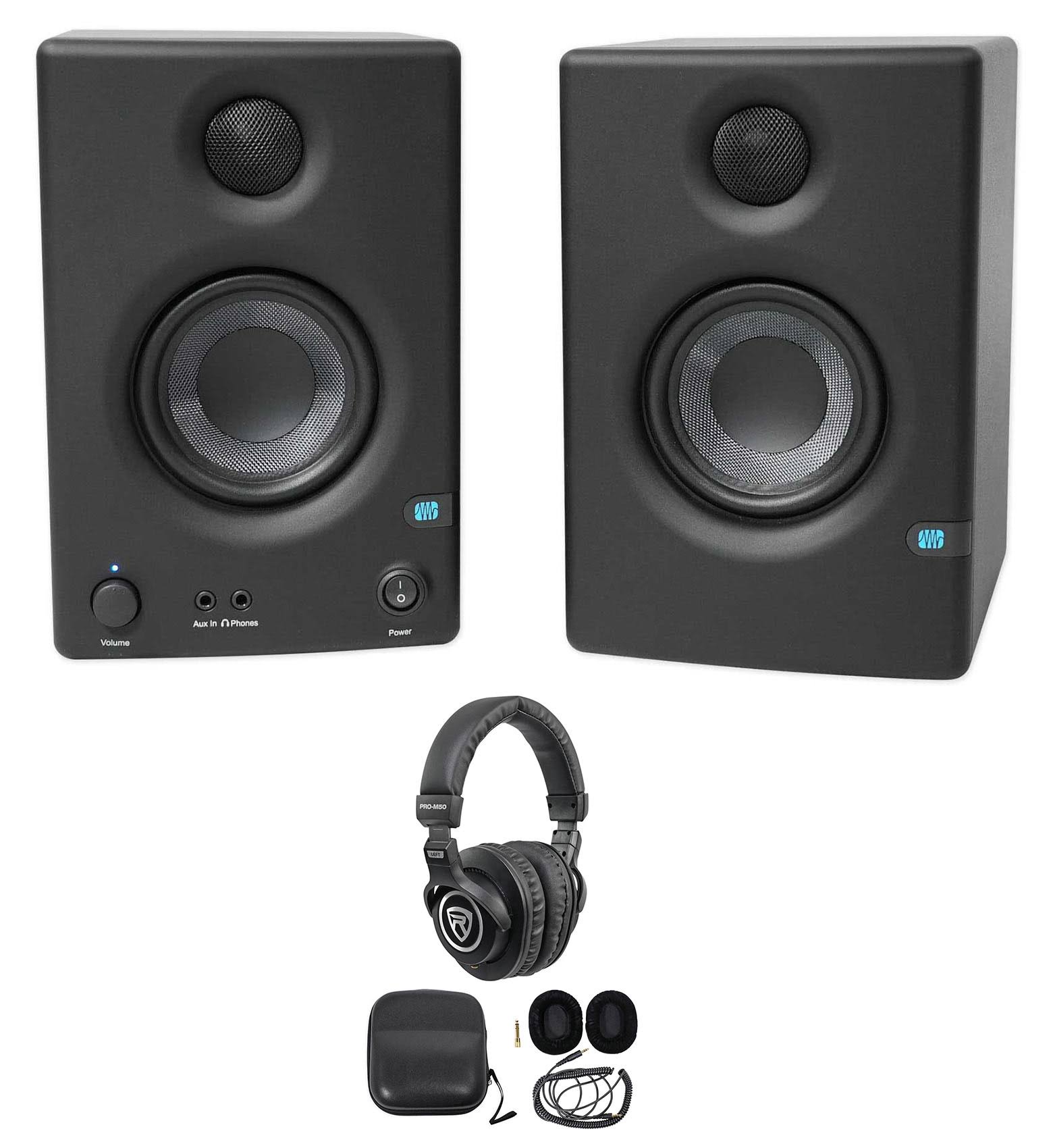 Pair PreSonus Eris E3.5 3.5x22 Powered Studio Monitor Speakers+Studio Headphones