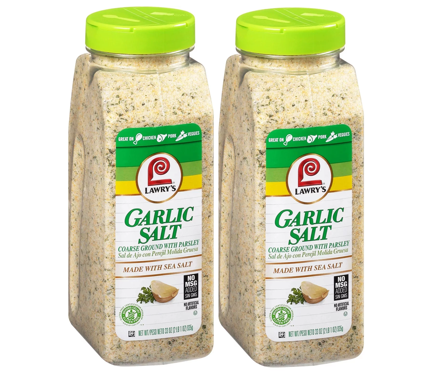 2 Pack-Lawry's Coarse Ground Garlic Salt with Parsley, 33 oz (New)