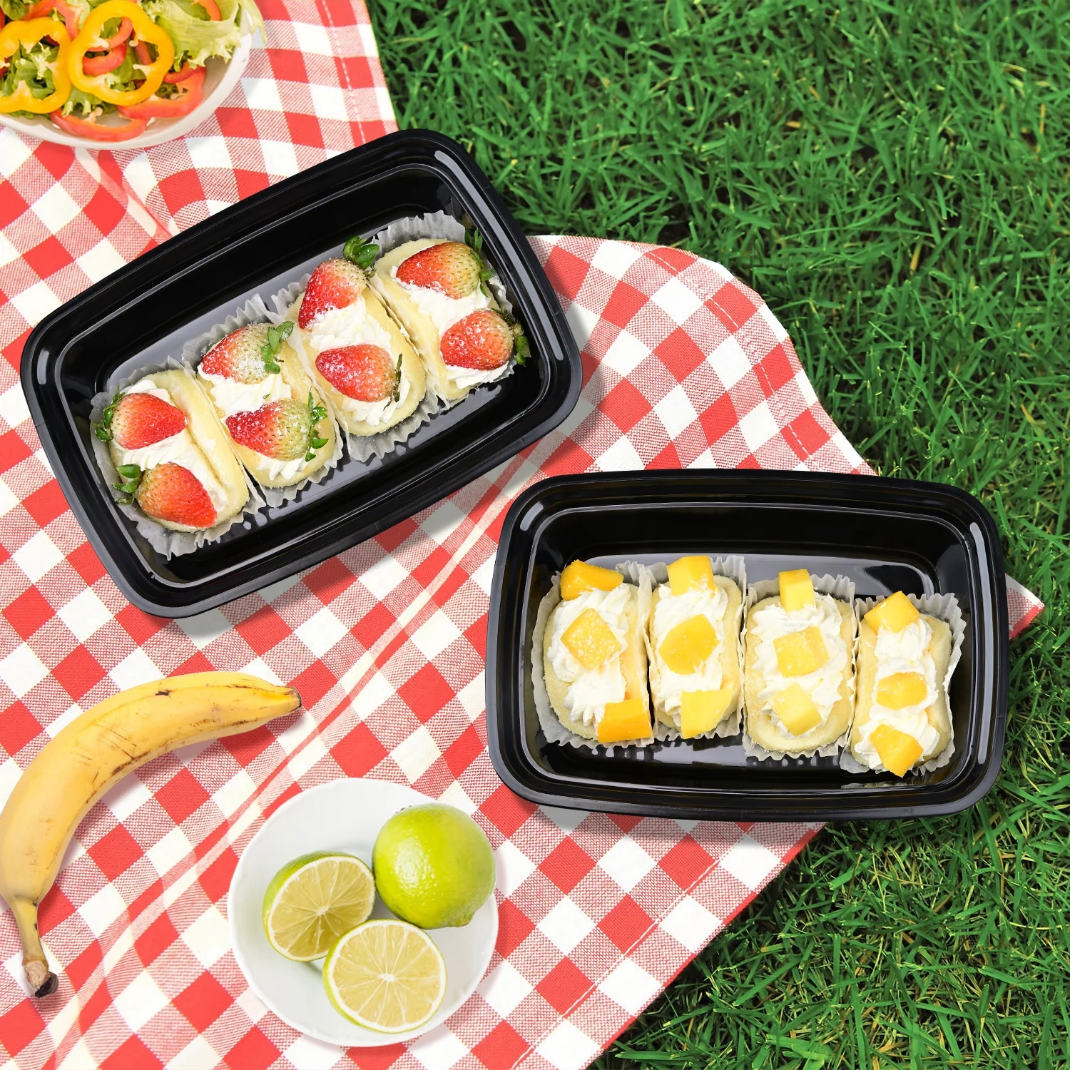 TINANA Meal Prep Containers with Lids: 50 Pack Plastic Containers,32 oz Meal Prep Lunch Box, Take Out Containers,Food Storage Bento Box,Microwavable Freezer Safe