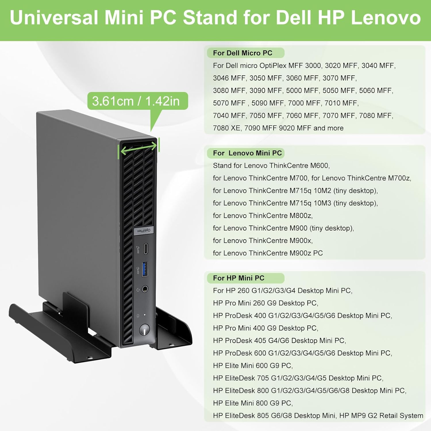 Universal Mini PC Desk Stand for Dell HP Lenovo Adjustable Vertical Desk Stand for Dell OptiPlex MFF 7050 7060 Lenovo ThinkCentre M910Q M700 HP EliteDesk 800 Mini PC Desk Mount Holder