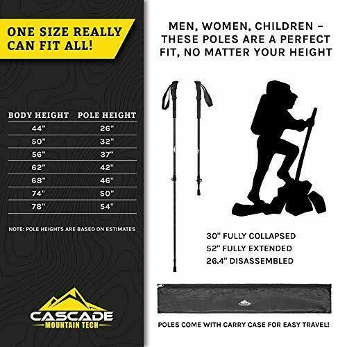 Cascade Mountain Tech Ultralight Carbon Fiber Eva Grip Hiking Trekking Poles