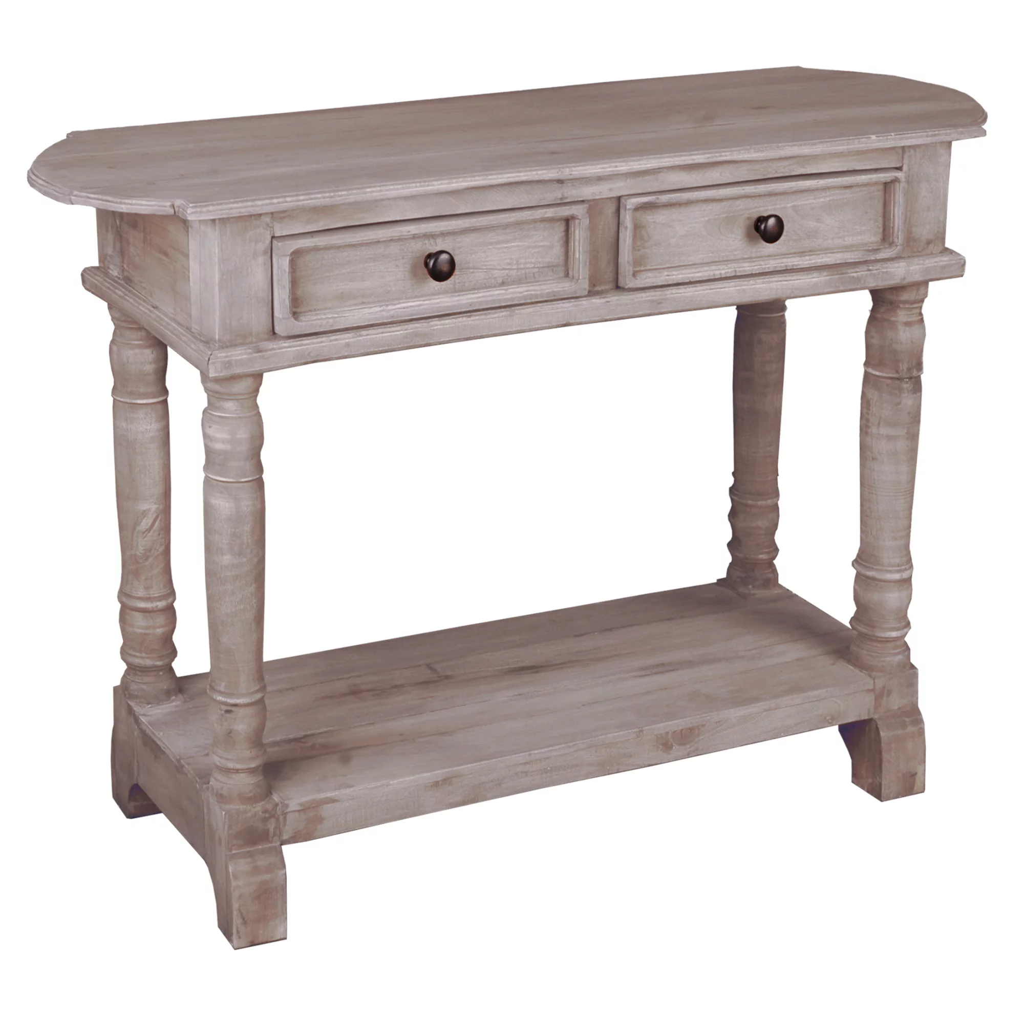 Sunset Trading Cottage Farmhouse Wood Console Table in Natural Limewash