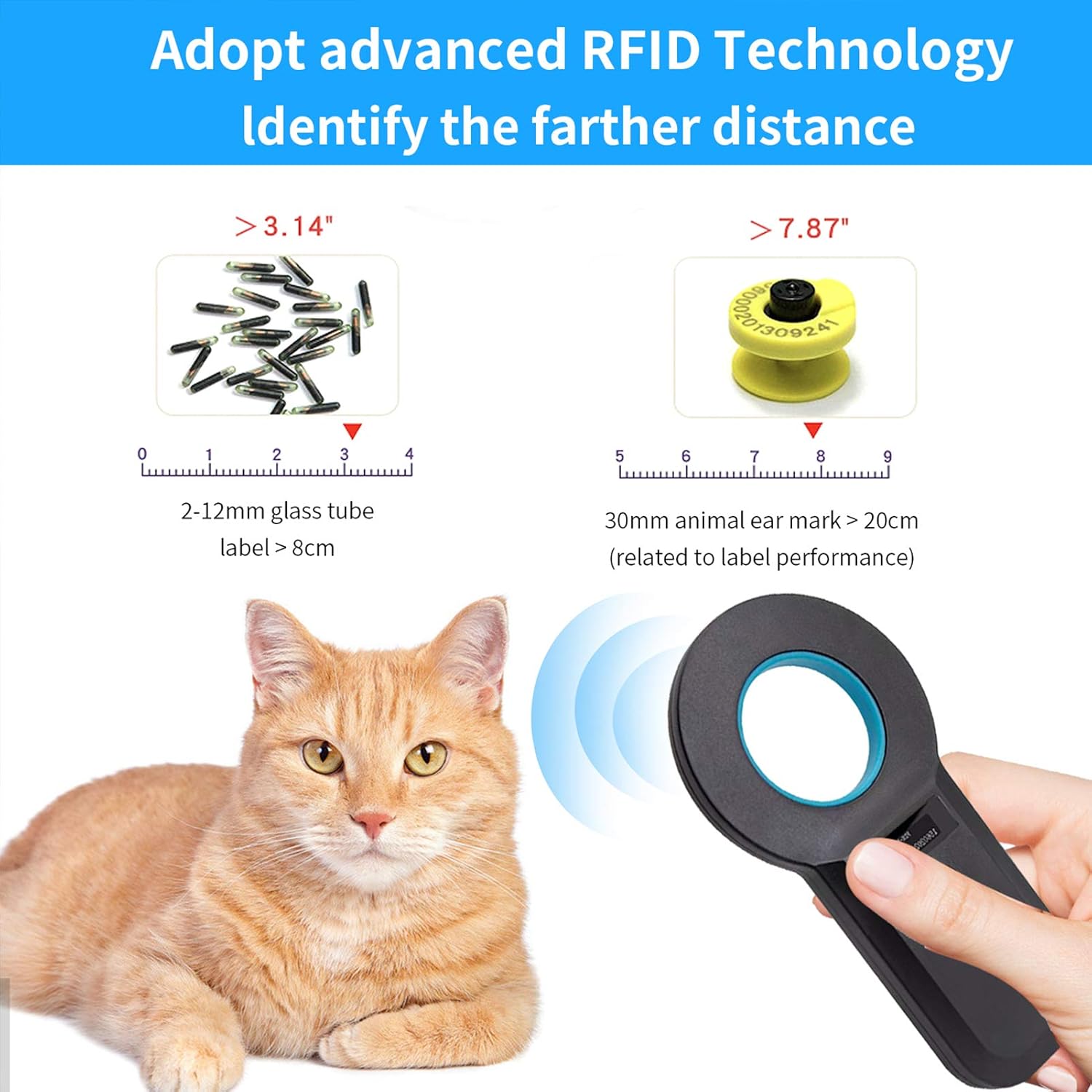 Pet Microchip Scanner, Animal Microchip Tag Reader Scanner,Three Ways to Connect,Recognize Quickly,Identify The Farther Distance Pack of 2