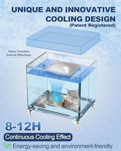Cooling Cat House for Outdoor/Indoor Cats in Summer,Waterproof & Weatherproof Elevated Insulated Outside Feral Cat Shelter for Stray Barn (Dark Blue, 17