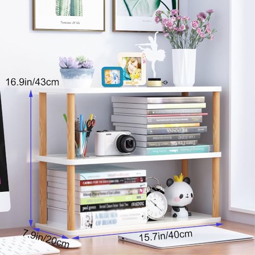 3 Tier Desktop Shelf, Desktop Organizer Shelf, Freestanding Small Bookshelf Desk Shelf Organizer, Independent Stackable Desk Organizer, Desktop Office Storage Rack Display Shelf, Desk Hutch