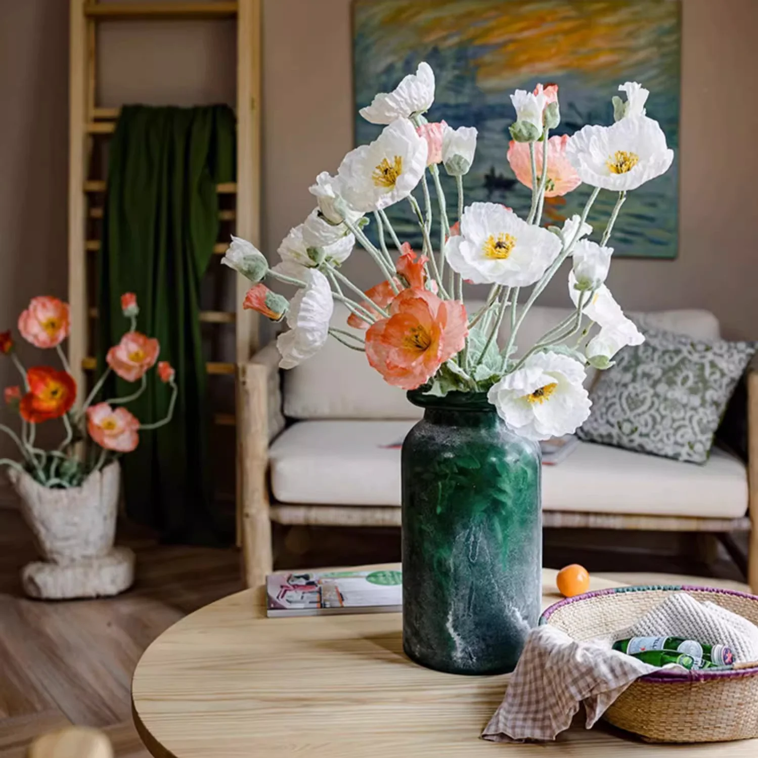 Faux Large Silk Poppy Flower Stem 41