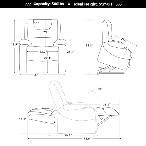 Irene House 9196 Large Power Lift Recliner Lay Flat Chair Dual Motor Lift Chairs Recliners for Elderly with Heat Massage Electric Lift Recliner Chairs Cup Holder(Brown, Faux Leather)
