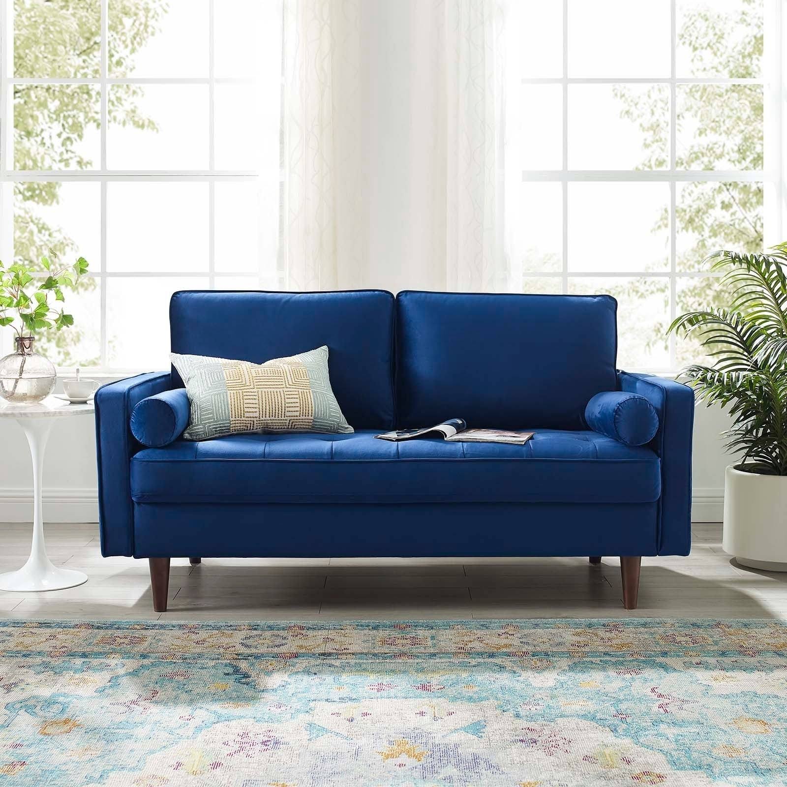 Modway Valour Performance Velvet Loveseat - Navy