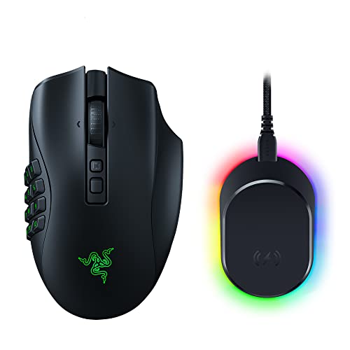 Razer Naga V2 HyperSpeed Wireless MMO Gaming Mouse: 19 Programmable Buttons - HyperScroll Technology - Focus Pro 30K Optical Sensor - Mechanical Mouse Switches Gen-2 - Up to 400 Hr Battery Life