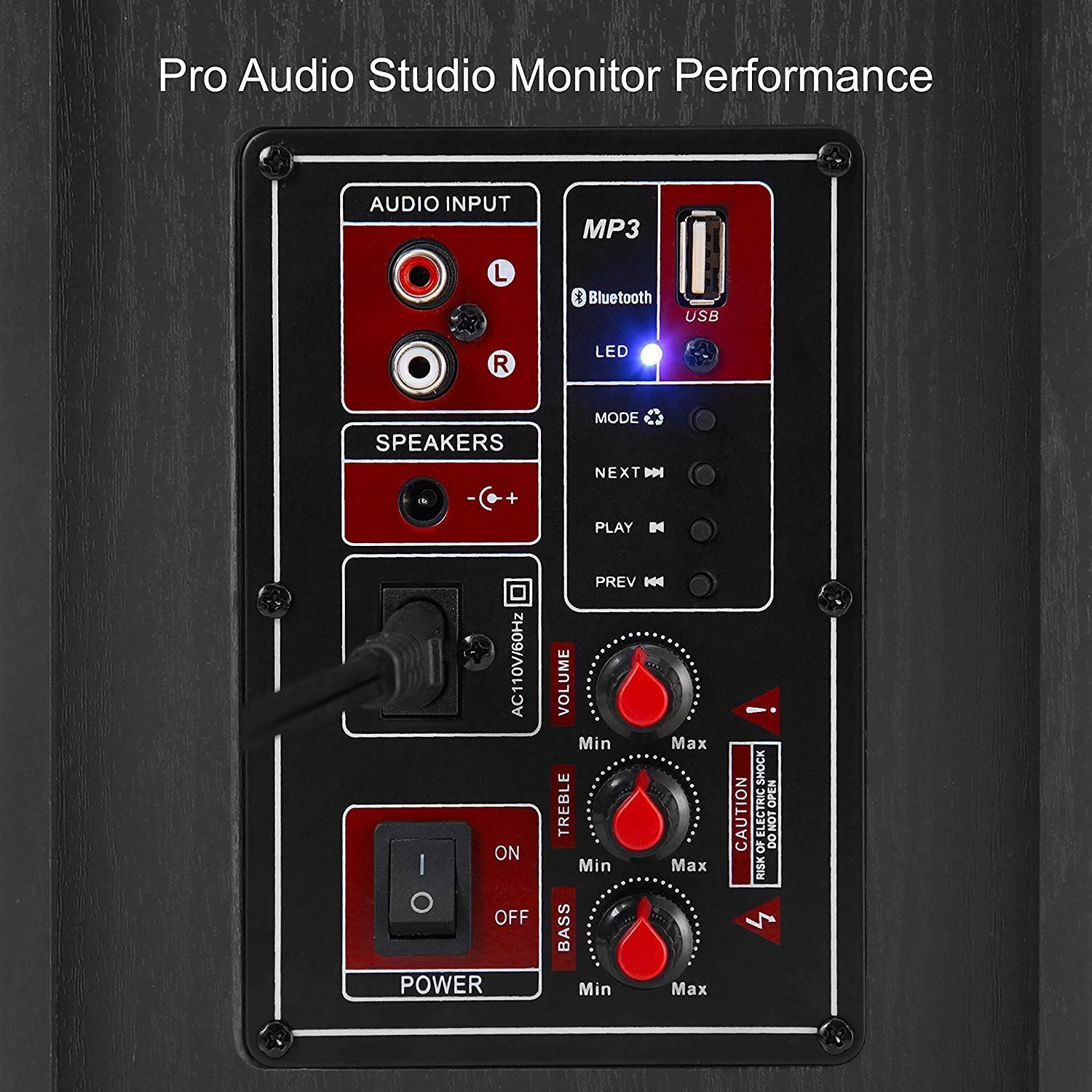 Pyle 300 Watt HiFi Bluetooth Desktop Bookshelf Pair Stereo Speakers, Black