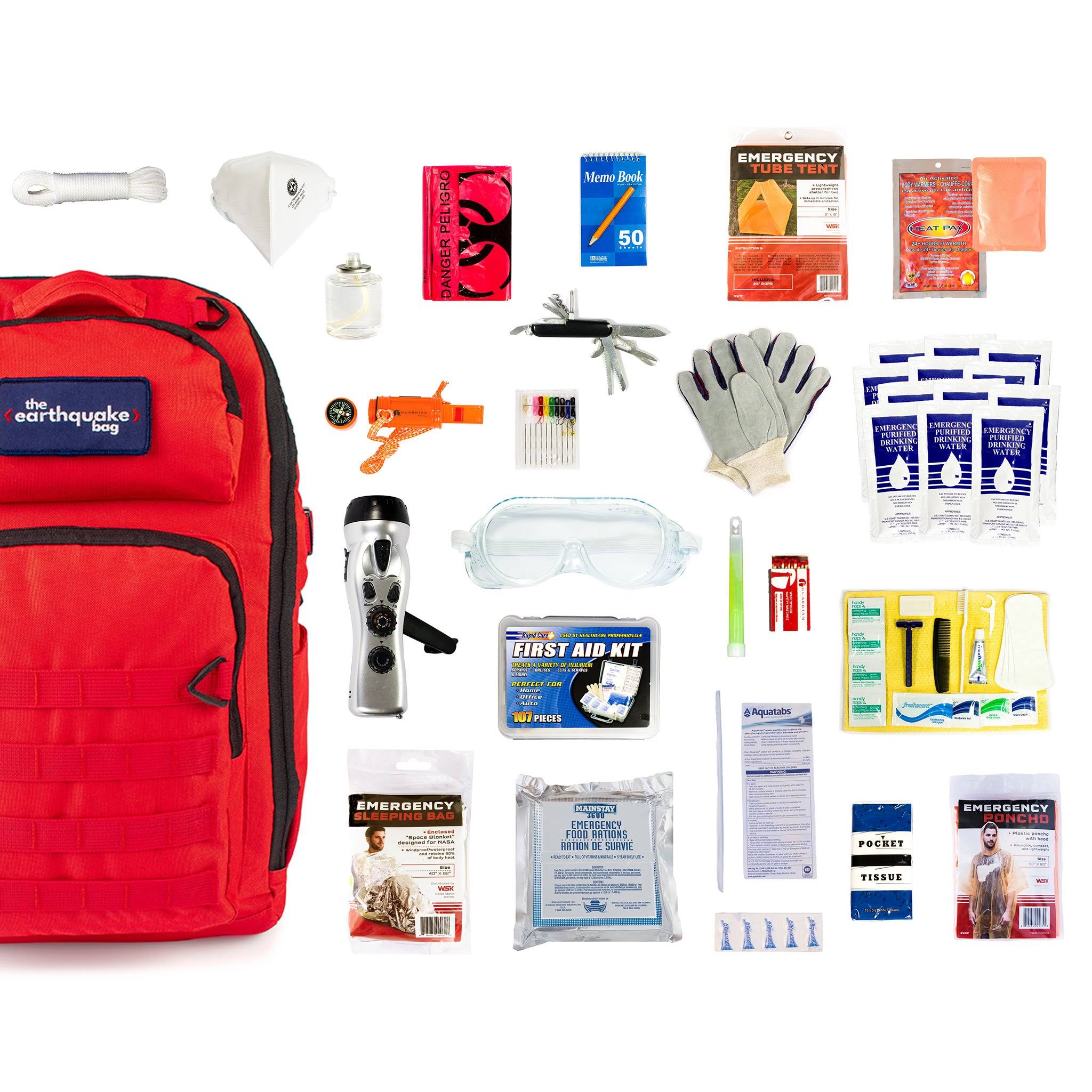 Redfora Complete Earthquake Bag - Emergency Kit for Earthquakes, Hurricanes, Flood + Other Disasters (1 Person, 72 Hours)
