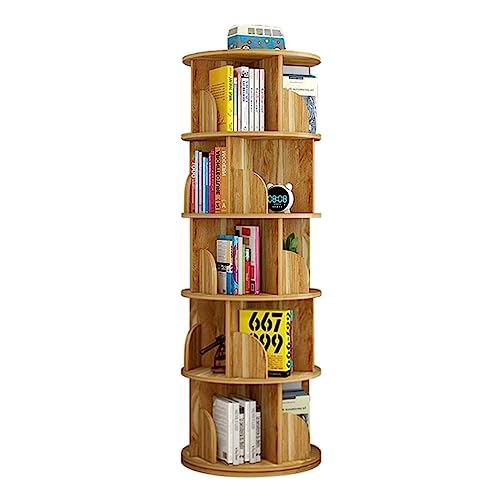Flexible Bookcases 360° Rotating Bookshelf Wooden Standing Bookcase Corner Book Rack Space Saving Children's Picture Book Bookshelf Organizer Perfect Furniture (Brown 40 * 160cm)