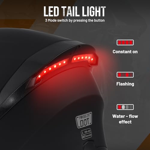 DOT Modular Motorcycle Full Face Helmet Flip-Up Dual Visor, Lightweight & DOT Approved, Matte Black