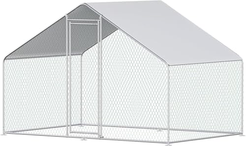 Large Chicken Coop for 20 Chickens Metal Chicken Run with Waterproof Cover for Walk-in Chicken Run for Yard Outdoor Poultry Cage