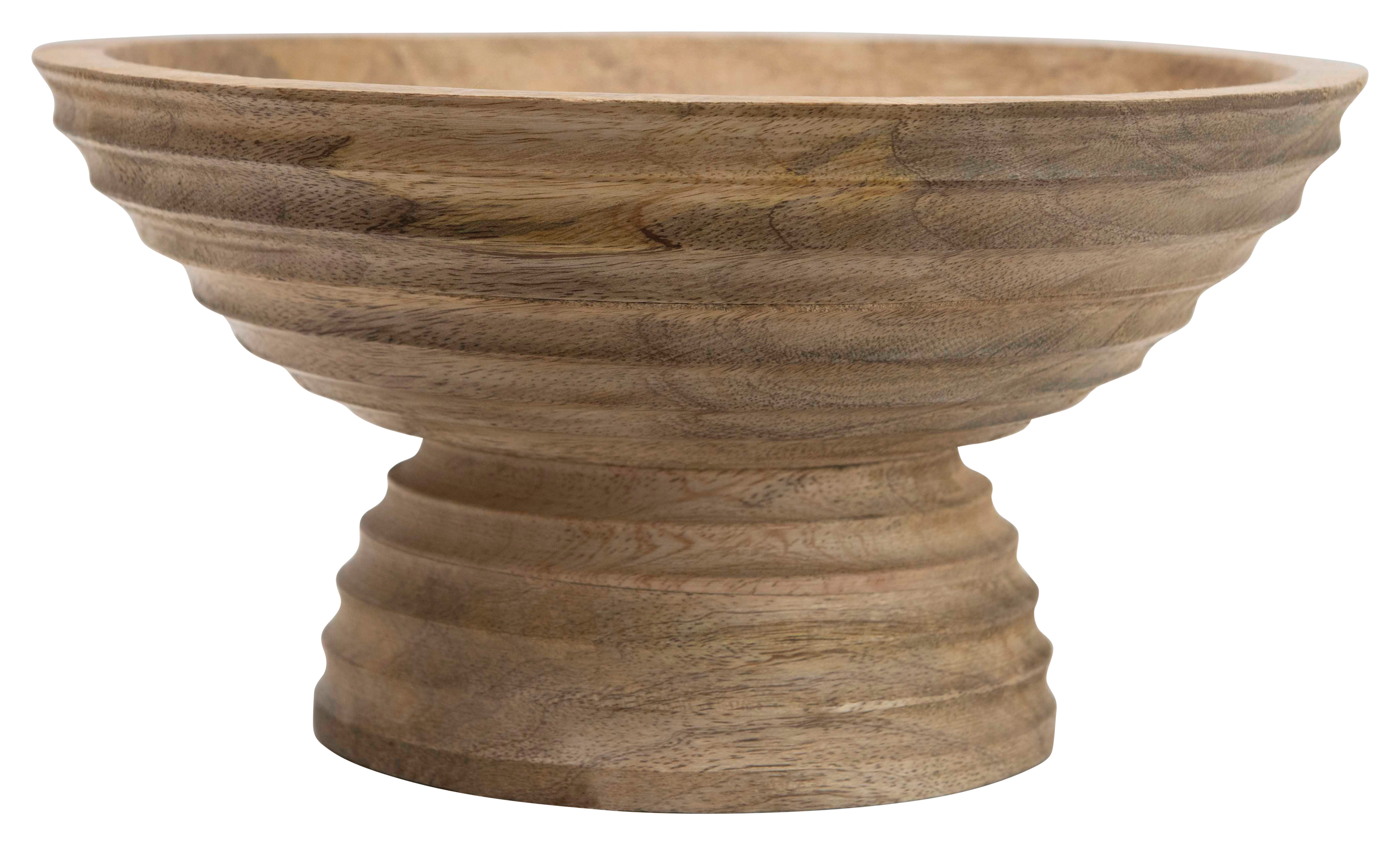 Creative Co-Op Ridged Mango Wood Footed Bowl