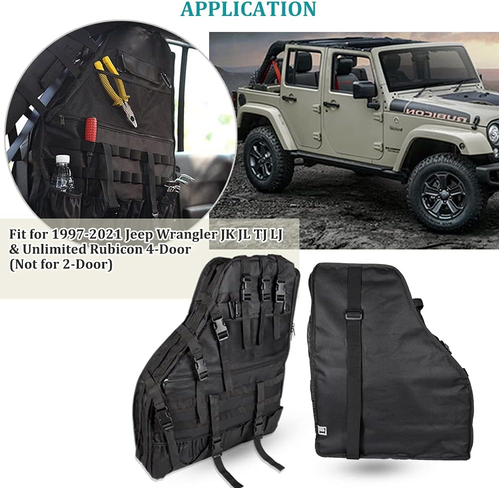Opall Fits Jeep Wrangler Roll Bar Storage Bag Cage with Multi-Pockets & Organizers & Cargo Bag Tool Kits for Jeep Wrangler JK JL TJ LJ & Unlimited 4-Door 1997-2021