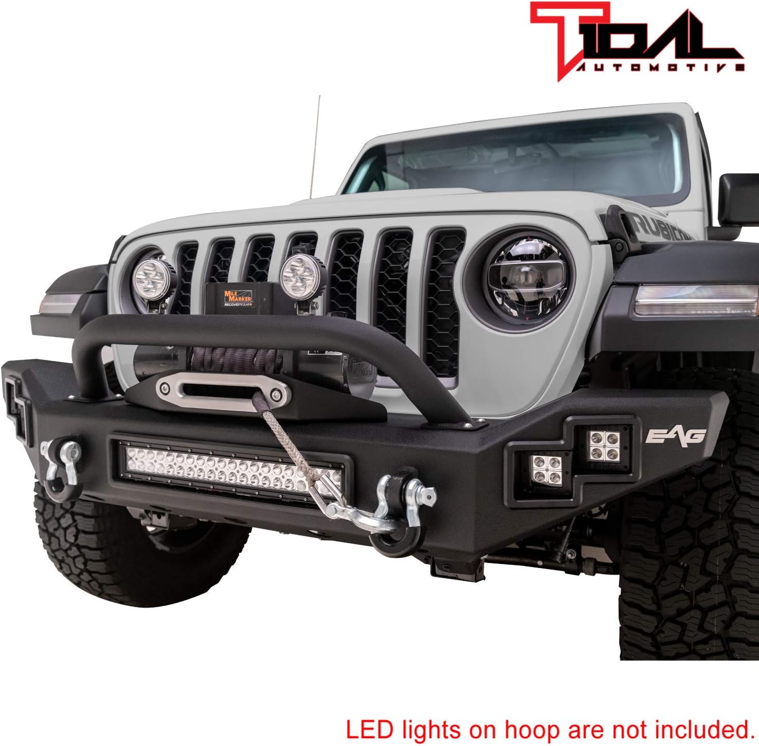 Tidal Front Bumper Full Width with LED Light Bar and Winch Plate Fit for 2020 2021 2022 Gladiator JT