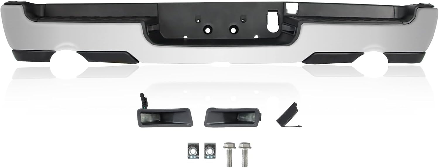 Rear Step Bumper Assembly Compatible for 2019-2024 Ram 1500, w/Dual Exhaust, Steel Chrome CH1103145