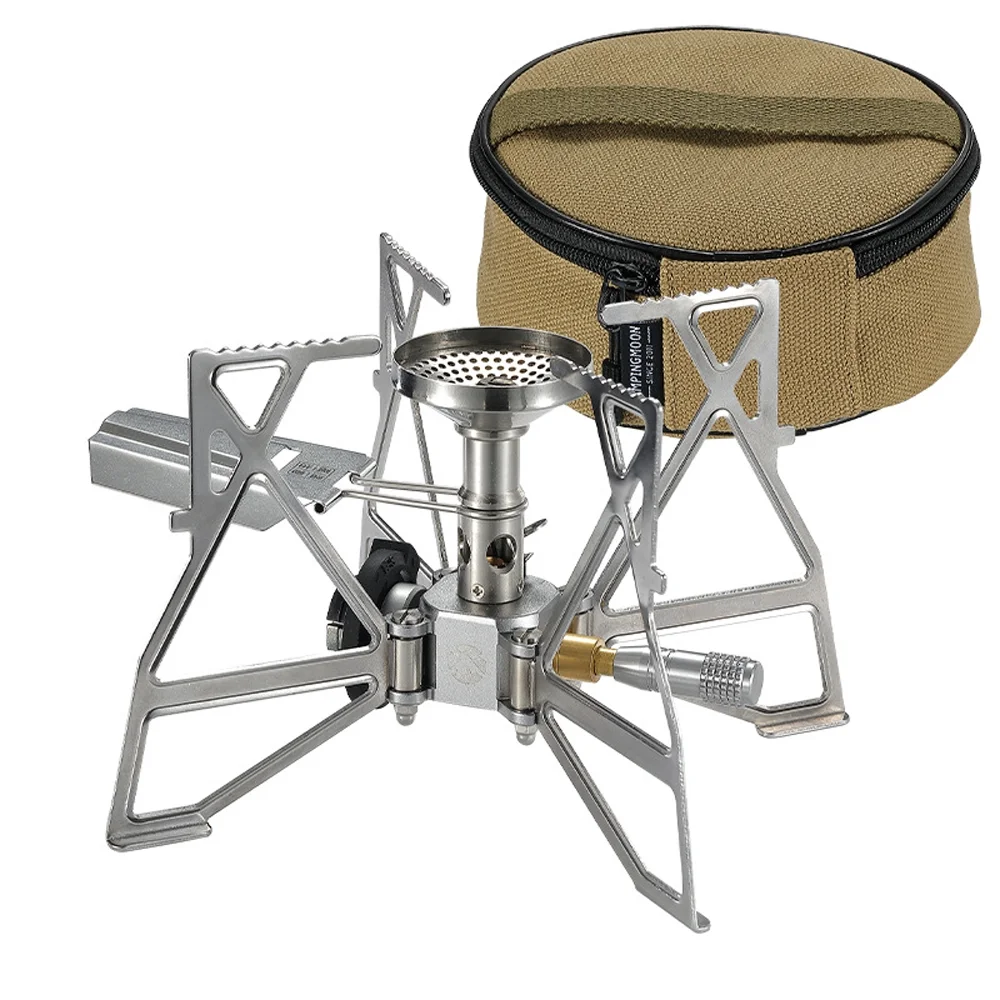 CAMPINGMOON Electronic Ignition Camping Metal Stoves Portable Picnic Barbecue Furnace Foldable Stoves with Storage Bag Water Boiling Cooking Accessory