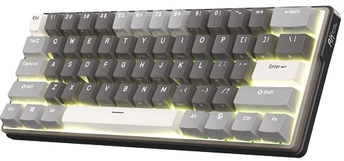 RK ROYAL KLUDGE RK61 Plus Wireless Gaming Keyboard, 60% Percent Mechanical Keyboard with Bluetooth/2.4Ghz/USB Modes, Hot Swappable RGB Keyboard for PC Gamers, Silent Linear Viridian Switches