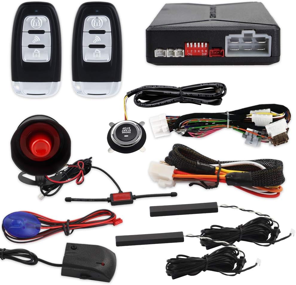 EASYGUARD EC010-SR PKE car Alarm Remote Starter keyless Start Push Start Button keyless Entry Shock Warning Proximity Lock Unlock DC12V