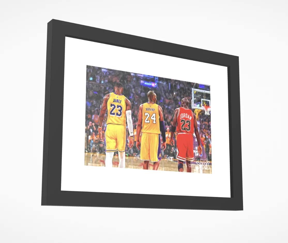 Artist Signed Basketball Legends Kobe Bryant LeBron James Michael Jordan 11x17 Original Fine Art Poster Print