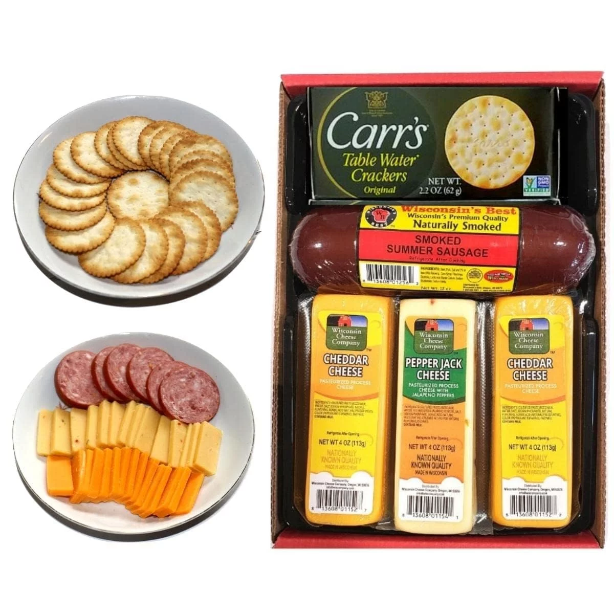WISCONSIN'S BEST & WISCONSIN CHEESE COMPANY - 100% Wisconsin Cheese Cracker & Sausage Sampler Gift Basket -Birthday Gift , Valentine's Day Food Gift,  Business Gifts, Charcuterie Gifts