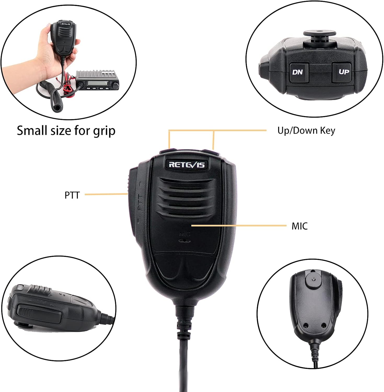 Retevis RT98 Mobile Radio Long Range Micro Mobile Transceiver LCD Display 199 Ch CTCSS DCS Lock Mobile Car Radio with Handheld Microphone(1 Pack)