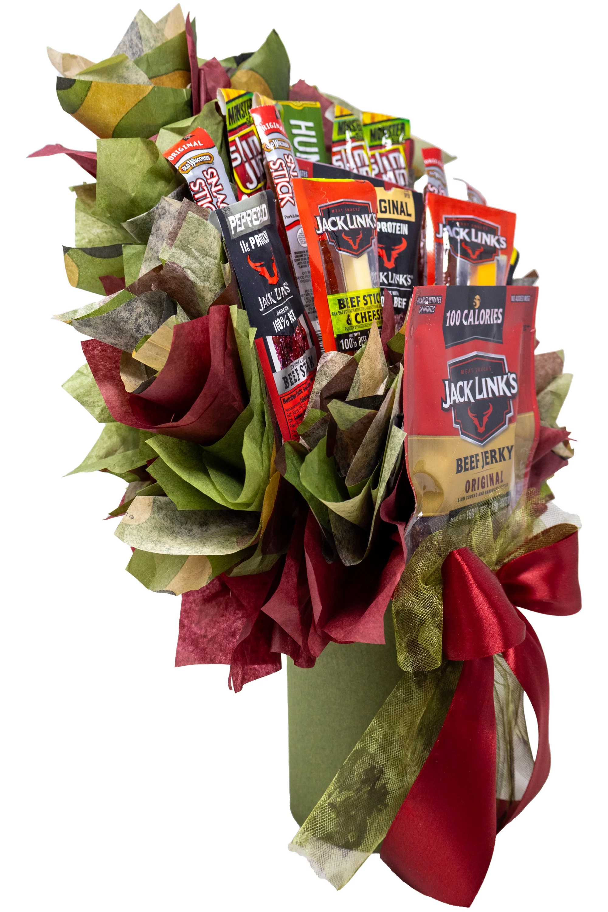 Beef Jerky Bouquet with a Unique Variety of Name Brand Meat Snacks