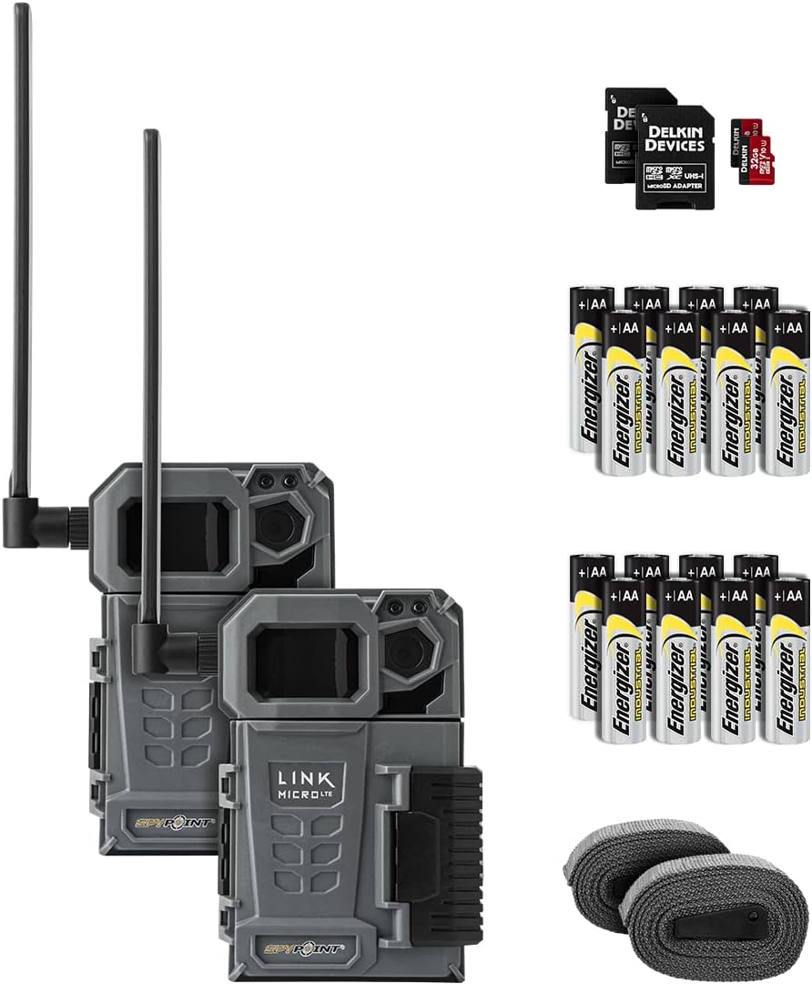 SPYPOINT Link-Micro-LTE Twin Pack Premium Bundle of Cellular Trail Cameras | Includes 16 AA Batteries and Two 16GB MicroSD Card | 4G/LTE Photo Transmission (DUOPACK Link-Micro-LTE-US Bundle)