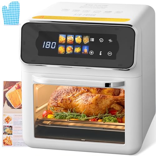 Air Fryer Oven, 8Qt Air Fry 8 Presets, Crispy Top, Bake, Grill Steaks, Bread, Bake Pizzas, French Fries, Reheats, Quick Meals, Digital Timer, Dishwasher Safe, Perfect for Small Contertop