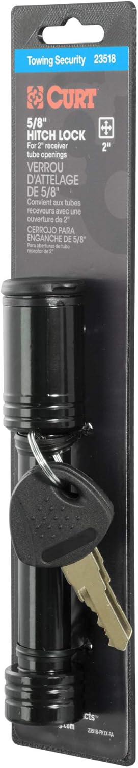 CURT 23518 Black Trailer Hitch Lock, 5/8-Inch Pin Diameter, Fits 2-Inch Receiver