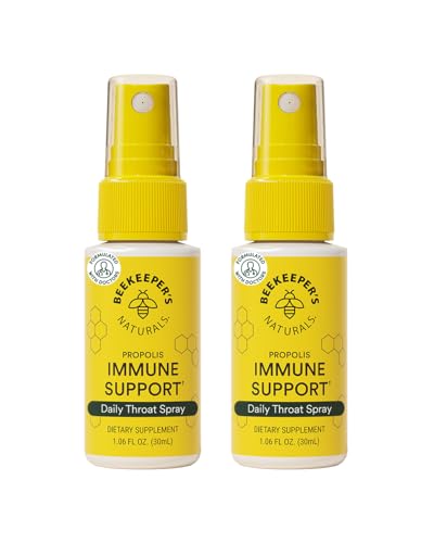 Propolis Throat Spray by Beekeeper's Naturals - 95% Bee Propolis Extract, Natural Immune Support & Sore Throat Relief - Antioxidants, Keto, Paleo, Gluten-Free (1.06 oz)(Pack of 1)