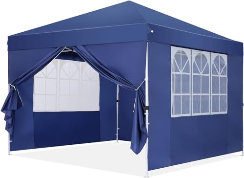 COBIZI Heavy Duty 10x20 Pop up Canopy Tent with 6 Sidewalls, Commercial Instant Canopies Tents for Parties Waterproof Gazebos with Roller Bag, All Season Wind & Waterproof UPF50+,Thickened Frame