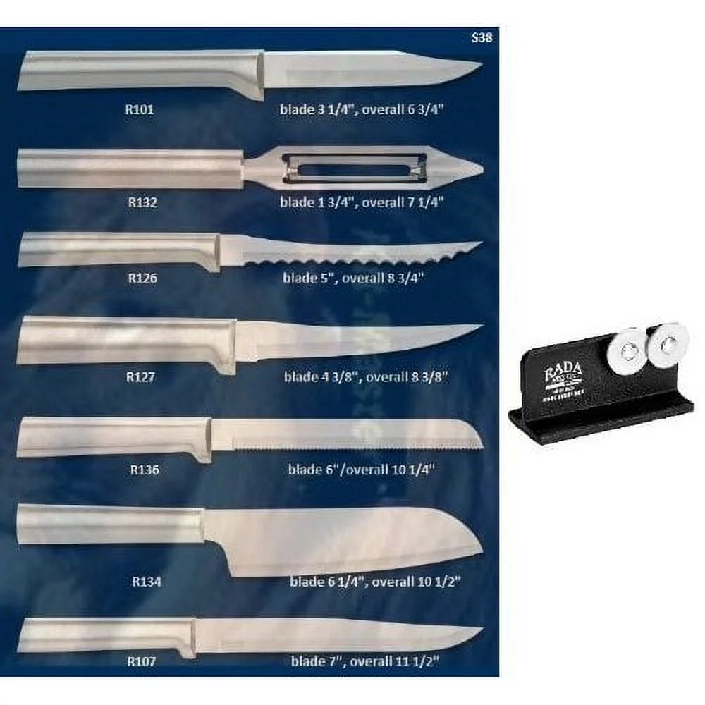 Rada Cutlery S38 7 piece Starter Gift Set PLUS R119 Knife Sharpener