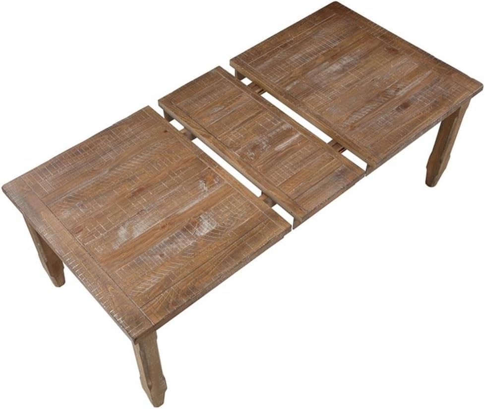 BOWERY HILL Light Brown Distressed Wood Extendable Dining Table
