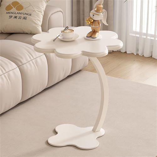 Accent Side/End Table, 19'' Flower Shape Farmhouse Side Table,Coffee Table Tray Top Accent Table for Living Room Bedroom, Small Space (Black001)