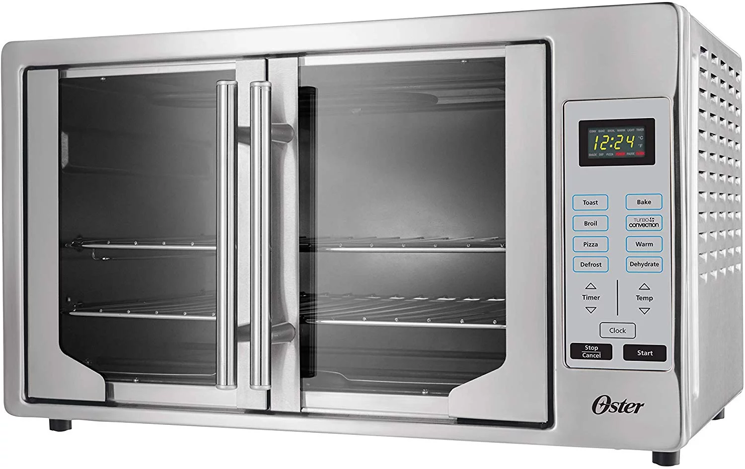 Oster Air Fryer Oven  10-in-1 Countertop Toaster Oven  XL Fits 2 16" Pizzas  Stainless Steel French Doors
