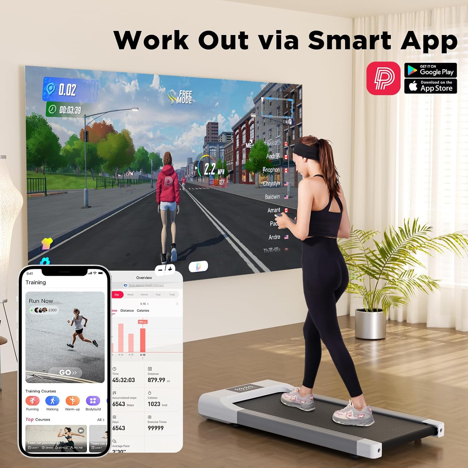 Walking Pad Treadmill, Mini Under Desk Treadmill for Home&Office, Portable Walking Treadmill with Remote Control LED Display, 300 lb Capacity