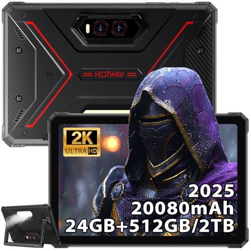 HOTWAV R9 Plus Rugged Tablet, 11 Inch 2K FHD+ Waterproof Tablets 24GB + 512GB/TF 2TB Android 14 Tablet, 20080mAh Battery, 64MP+16MP, Octa-Core, Dual SIM 4G/WLAN 5/IP68&IP69K/Face ID/GPS/OTG/Gemin AI