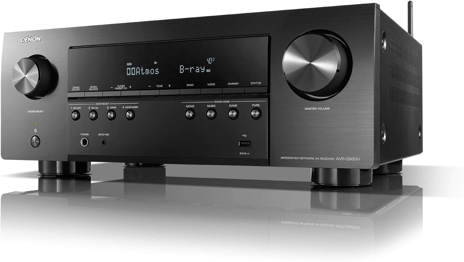 Denon AVR-S960H 8K Ultra HD 7.2 Channel (90Watt X 7) AV Receiver 2020 Model - Built for Gaming, Music Streaming, 3D Audio & Video, Alexa + HEOS, Black