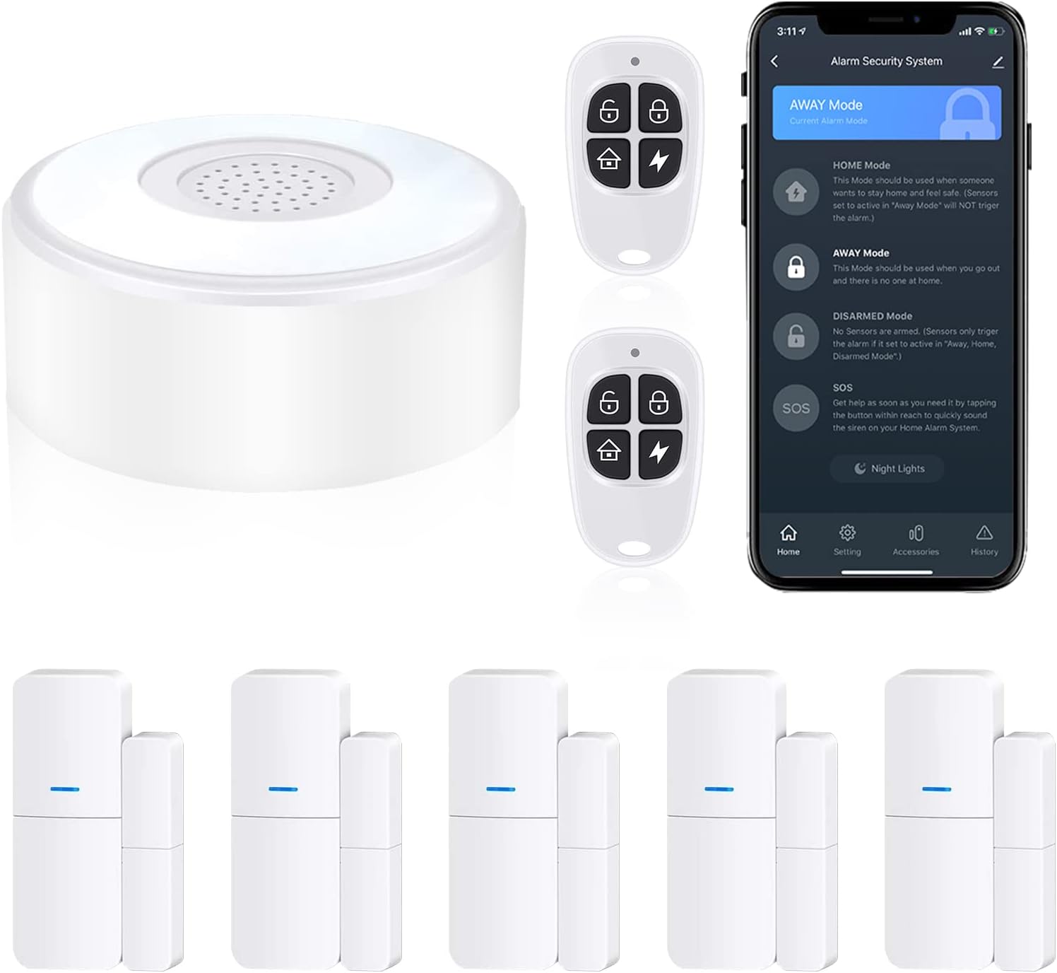 WiFi Door Alarm System, Wireless DIY Smart Home Security System, with Phone APP Alert, 8 Pieces-Kit (Alarm Siren, Door Window Sensor, Remote), Work with Alexa, for House, Apartment, Alpha by tolviviov Pack of 2