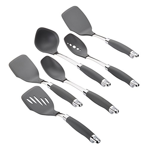 Anolon SureGrip Gadgets Nonstick Utensil Kitchen Cooking Tools Set, 5 Piece, Graphite